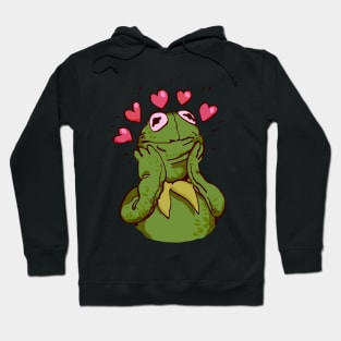 kermit the frog with lots of love and hearts / the muppets puppet Hoodie